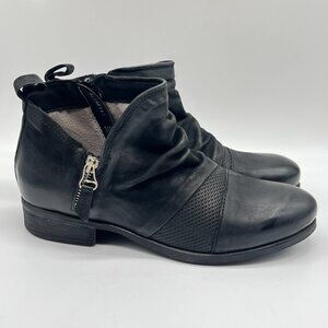 Miz Mooz Womens 41 EU 9.5 -‎ 10 US Slinky Black Leather Ankle Boots Shoes